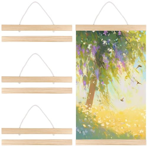 CHUIFAI 4 Stück A3 Posterleiste Holz, Magnetisch Posterschiene Posterleiste 30x40cm, Poster Aufhänger, Bilderleiste Posterhänger Posterhalter für Aufhängen von Poster, Fotos