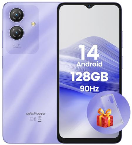 Ulefone Note 21 Mobile Phones Android 14, 8GB+128GB/1TB SD 6.56” HD+ 90Hz 13MP+5MP Camera 5000mAh, 4G Dual SIM Smartphone SIM Free Unlocked Fingerprint Unlock Face ID GPS OTG, UK Version - Purple