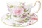 fanquare Rosa Pfingstrose Floral Tasse und Untertasse Set von 1, Kaffeetassen Keramik 200ml Vintage Nachmittagstee Tasse Geschenke für Frauen