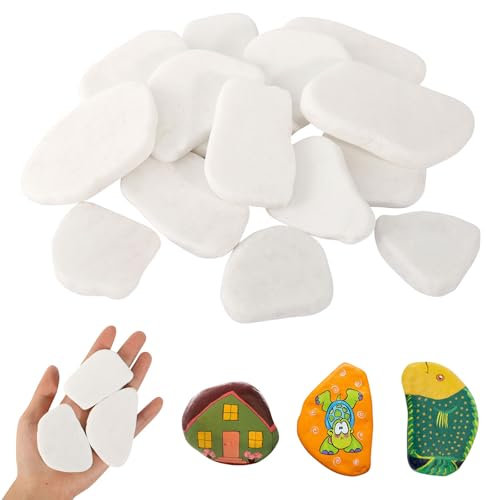 KUHAWL 12 Stücke Steine zum Bemalen, 3-8 cm gemalter Kieselsteine Glatte Kieselsteine zum Bemalen Strand Kiesel, Kies Dekosteine Naturstein DIY Aquarium Steine für Bunte Malerei Dekoration