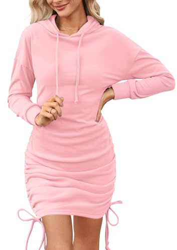 Aottori Robe Sweat Femme Capuche Manches Longues Coupe Longue Automne Hiver | Tissu type sweat, capuche avec manches longues, coupe longue décontractée, adaptée au quotidien voyage ou loisirs, en ville