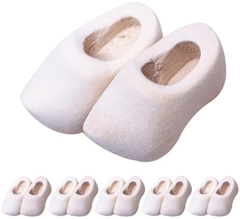 BESPORTBLE Miniature Shoes 6 Pairs Unfinished Wooden Dollhouse Accessories Mini Clogs Doll Footwear Dollhouse Mini Footwear for DIY Crafts Decor and Miniature Figurines
