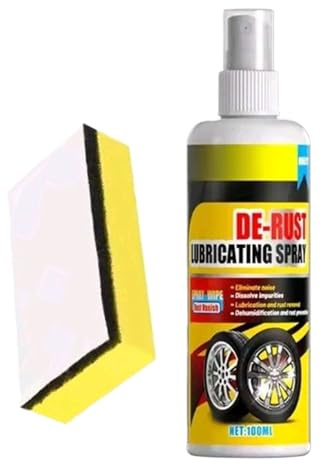 Générique Dérouilleur Rouille Voiture | 100ml Aérosol avec Éponge pour Véhicule | Spray Enlèvement Rouille Efficace pour Douche Cuisine Dessous Roues Disques Frein Moto Remorque