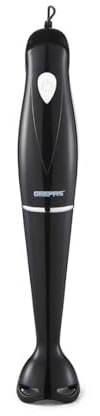 Geepas Hand Blender | Food Collection Hand Blender, Soup Mixer with Stainless Steel Blades | Ideal for Smoothies Shakes Vegetables Baby Food Soup| Anti-Splash Black, 180W (Black) (Renewed)