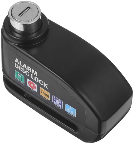 Ipetboom Candado de Freno de Disco para Motocicleta y Bicicleta Alarma Incorporada Alta Resistencia Color Negro Antirrobo para Scooters y Bicicletas de Montaña y Carretera Accesorio de