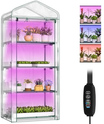 SUNYRISY 4 Etagen Gewächshaus Klein Tomatengewächshaus mit Grow Lampe