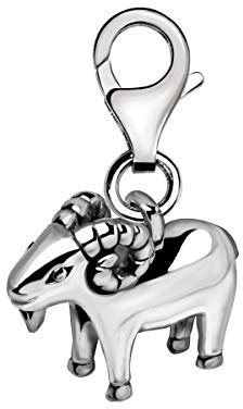 Quiges Charms Anhänger 3D Steinbock Sternzeichen Horoskop Versilbert Damen Schmuck für Bettelarmband
