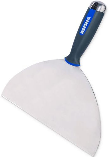 REFINA Semi Flexible Filling Knife for Jointing Compounds & Venetian Plasters - 80 x 100mm Putty Knife w/ 1.15–0.4mm Stainless Steel Blade & Ergonomic Handle - Applying, Smoothing, & Scraper Tool