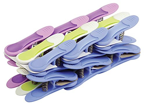 LAGUELLE - Pack 18 Maxi Clips - Fabrication Française - Assorties Mauve, Bleu et Vert