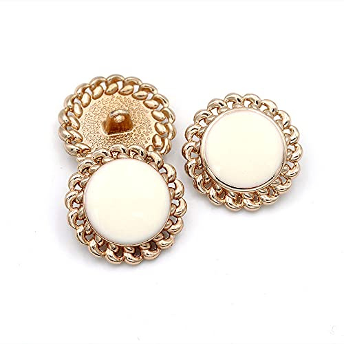 5 Pcs/Lot Gold Metal Button Cloth Buttons Round Scrapbook Decoration(White-2,25mm)
