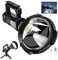 Baza Grny Linterna recargable con foco LED, superbrillante, 15000 lúmenes, linterna táctica de mano de 8000 mAh, gran reflector para camping, salida USB y trípode plegable