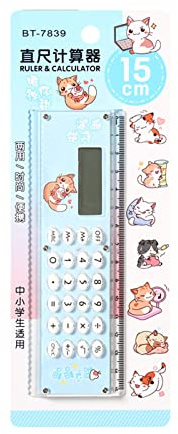 Calculadora peque?a, calculadora portátil, regla elegante y bonita, portátil, material acrílico de alta transparencia, teclas de silicona, dise?o de batería externa[azul], Calculadora peque?a Cal