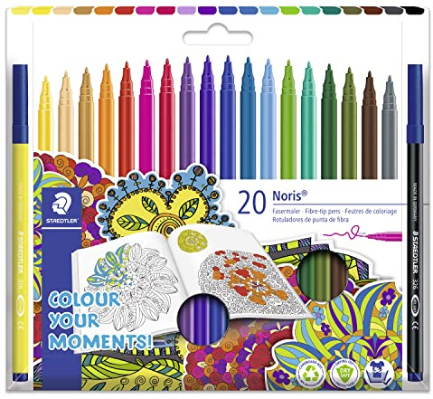 STAEDTLER 326 C20G fiberpenna i kartongpaket – blandade färger (paket med 20)