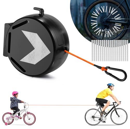 NIGHTNOOK Fahrrad Abschleppseil Kinder, 2m Abschleppseil Fahrrad, Fahrrad Zugseil mit 36 Speichenreflektoren Fahrrad, Fahrrad Seil Kinder für MTB Bike, Fahrrad Ziehhilfe Kinder Zuglast bis 120 kg