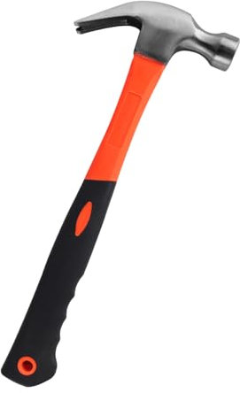 Martello da carpentiere, forgiatura in acciaio al carbonio, con manico in fibra di vetro, 33 cm, adatto per progetti quotidiani di riparazione domestica