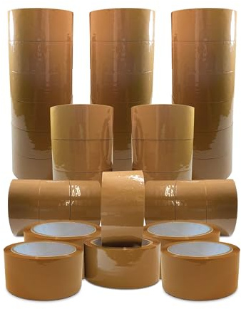 JeeJaan® 36 Rolls of Brown Tape for Packing Boxes 48mm x 66m Heavy Duty Parcel Tape for Sealing Cartons Strong Packaging Tape for Moving House Shipping Office Warehouse and Postal Use
