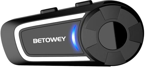 BETOWEY Auricolare Moto, TK-X4 Interfono Moto Di Gruppo Per 6 Persone Con Condivisione Musica, Assistente Vocale, Radio FM, 2 Opzioni Di Microfono (Singolo)