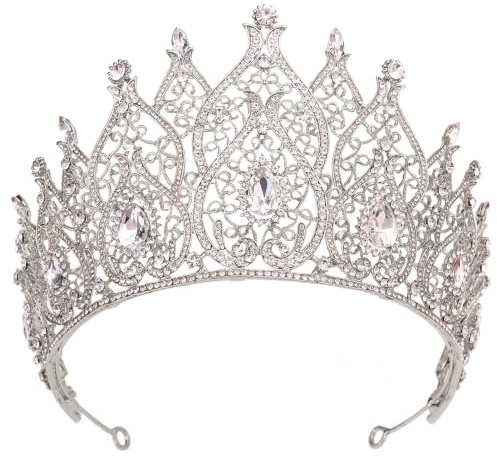 QXMYOO Rhinestone Crown for Women, Silver Tiara for Pageant, Wedding Quinceañera Birthday Princess Queen Crown Glass Crystal Diadem