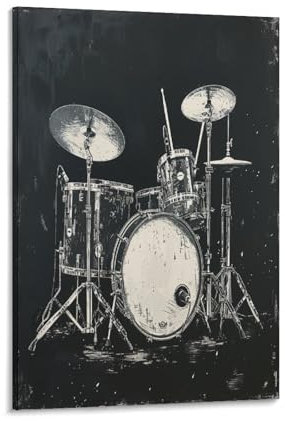 VFKLZCNYR Drum Kit Peinture Murale 3D Impression Sur Toile Encadrée Peinture De Décoration De Maison Accrochée Au Mur Salon Salle De Bain Prêt À Accrocher 20x30inch(50x75cm)