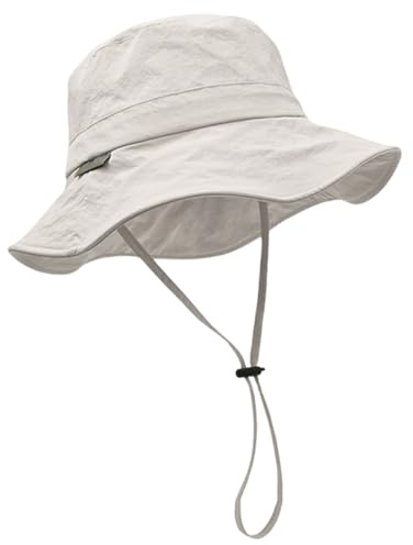 MUYAPAY Gorros Lluvia Gorro Pesca Plegable Sol Protección UV con Correa Ajustable Barbilla Sombrero Hombre Mujer Verano Ancha Protección UV Pescador Bucket Hat para Senderismo Playa Montañismo