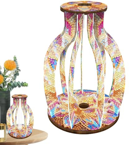 Ahuuen Jarrón de flores | Jarrón de granja con pintura de gemas | Maceta hidropónica, maceta artística para adultos, boda, hogar, estantería, mesa de comedor, centro de mesa