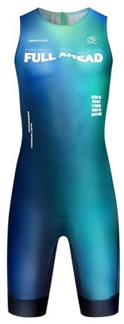NUCKILY Tuta da triathlon, da uomo, leggera, imbottita, per ciclismo, ciclismo, nuoto, corsa, Blu, Small