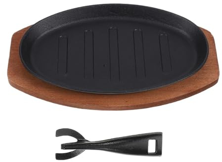 Piastra for bistecca in ghisa, padella for griglia resistente, Teppanyaki for fajita sfrigolanti, for cucinare al chiuso e all'aperto, barbecue
