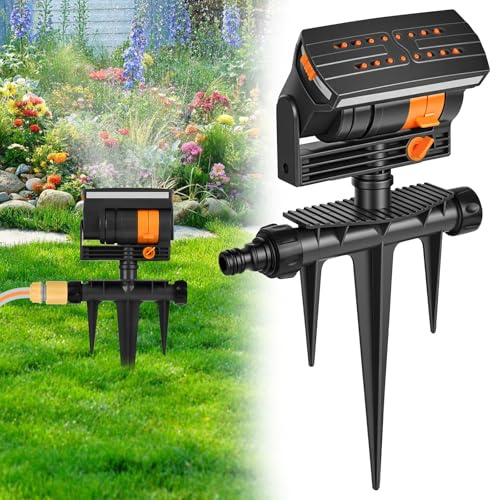 YHNDECO Aspersor de césped de 16 boquillas para riego de jardín, 4 modos de riego automático, aspersor cuadrado para riego, aspersor para césped y áreas, sistema de riego, aspersor para jardín