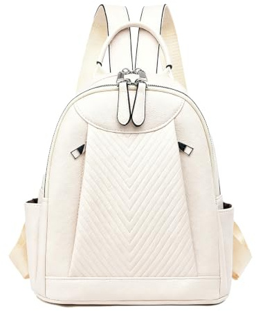 Mode PU läder ryggsäck Convertible Casual Daypack Carryall axelvaska,White