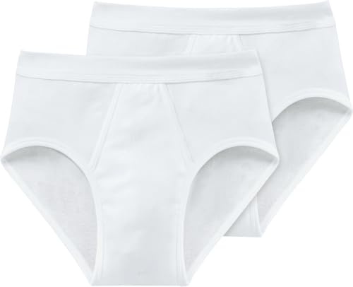 Schiesser Men's 2 Pack Sports Briefs with Fly - Essential Fine Rib