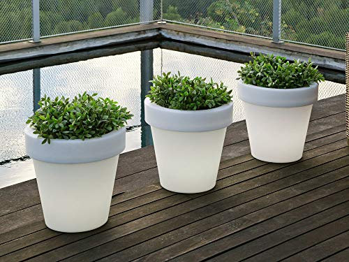 Pot de fleur lumineux en polyéthylène blanc diamètre 45 cm MAGNOLIA blanc