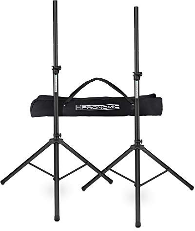 Pronomic SPS-1S Eco-Set - 2 Boxenstative aus Stahl, ausziehbar von ca. 120-193 cm, Belastbarkeit: max. 35 kg - mit robuster Transporttasche - schwarz