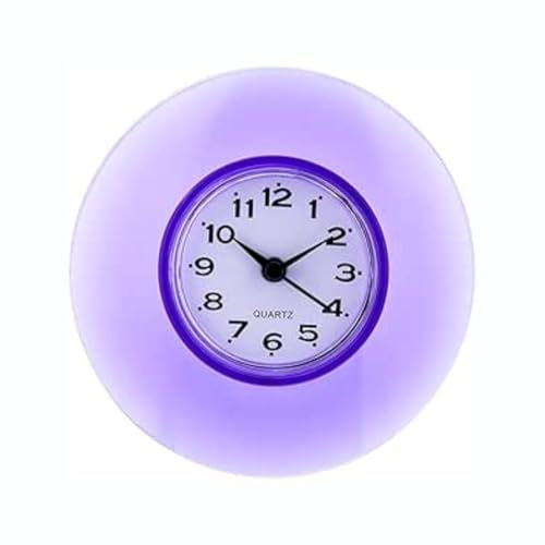 DEWIN Orologio da Parete,Mini Orologio da Parete al Quarzo Orologio da Bagno Orologi al Quarzo da Doccia Impermeabili Orologi Al Quarzo Decorazione(Viola)