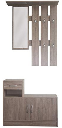 HTI-Line Garderobe Thekla Garderobenpaneel mit Spiegel, Hutablage und 5 Haken Sonoma