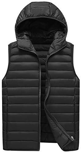 Chaleco Plumas Capucha Hombre Chalecos Acolchados Hombre Invierno Chalequillo Chalecos Caballero Gilet Hombre Chaleco Acolchado Hombre Chaleco Plumon Guateado Abrigo Pluma Sin Mangas Hombre Negro XL