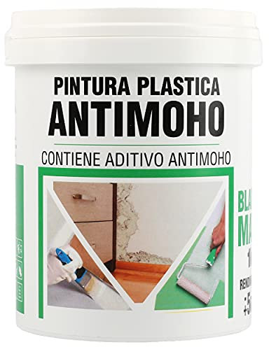 H HANSEL HOME Pintura Plástica Antimoho Blanca Mate Resistente a la Aparición de Moho en Paredes - 1Kg