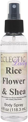 Eclectic Lady Rice Flower and Shea Body Spray, 2 ounces, Body Mist for Women with Clean, Light & Gentle Fragrance, Cologne with Soft, Subtle Aroma For Daily Use