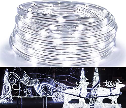 Herrselsam 20 m 480 LED Manguera de luz exterior blanca con función de memoria, 8 modos, funciona con corriente, resistente al agua, para interior y exterior, fiesta, boda, Navidad