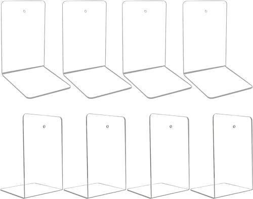 JMIATRY 8 Stück Buchstützen Acryl Klar, Buchstützen für Regal, Bücherhalter für Regal, Buchständer aus Acryl für Bücher, Zeitschriften, CDs