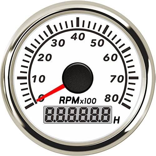 ELING 52MM RPM mätare 0-8000RPM Varvräknare med röd bakgrundsbelysning med timräknare för bilracing limousine