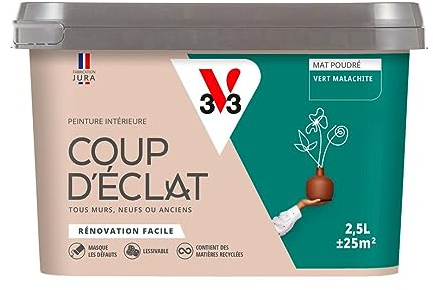 V33 Peinture murale intérieure Coup d'Éclat® Vert malachite Mat Poudré 2,5L
