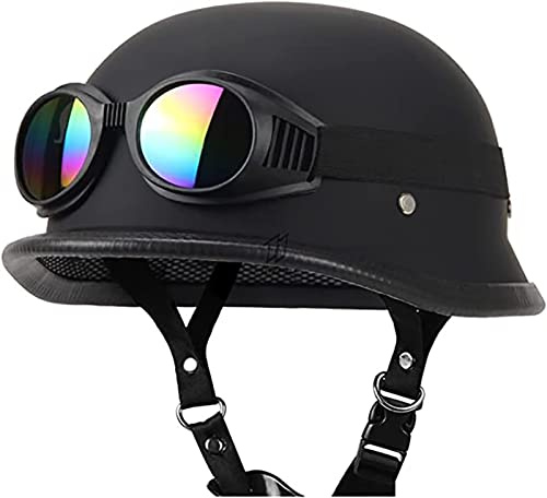 ECE-godkänd öppen ansikte motorcykelhjälm, tysk stil ABS fodral, vintage öppen ansikte cruzer-hjälm keps med pilotglasögon