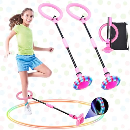 Shine Bola de Salto de Tobillo, Plegable Anillo de Salto Intermitente, Colorida Flash Bola de Salto, Pelota de Salto Deportiva, Colorida Anillo de Salto de Tobillo, Flash LED Saltar Bola para Niños