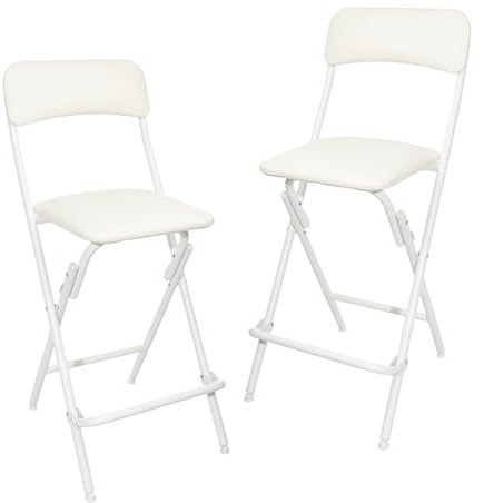 Amazon Basics Klapphocker mit Fußablage, 136,1 kg Traglast, 61 cm hoch, 2 Stück, Weiß