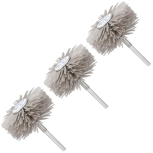 CoCud Spazzola a Ruota in Nylon Abrasivo, Grana 80, Attacco da 1/4, Ruote in Nylon - (Applicazioni: per LucidaturaLevigatura), 3 Pezzi