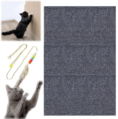 HOPASRISEE Katzen Kratzmatte Selbstklebend, Kratzmatte Selbstklebend, Cat Scratching Mat, DIY Climbing Cat Scratcher, Trimmable Self-Adhesive Cat Scratching Post (40CM X 100CM,Gray)