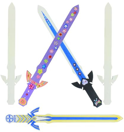 Generic Wooden Sword Ninja Pirate Style Toy, Unfinished Crafts, DIY Painting Set, Kids Role Playing for Warrior, Viking Games, Parties (5-Pack), M-021