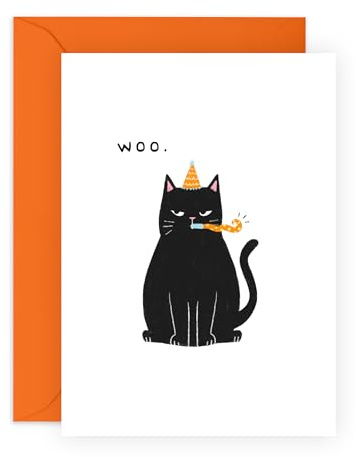 Central 23 Funny Cat Birthday Card - Woo Grumpy Cat - Sarcastic Birthday Cards For Men Women - Cheeky Gift For Cat Lovers - For Sister Brother Friends - Comes With Stickers