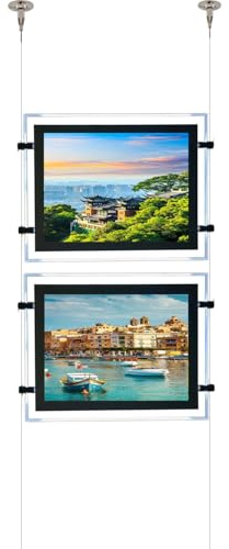 HKSIGN LED A3 Rétroéclairage en Acrylique Image Photo Poster Cadre pour Fenêtre Signe pour Boutique Immobilier Signalétique (Horizontal, 2 Pièces A3 par Ligne)