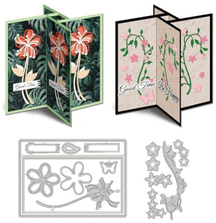 DELORIGIN 3D Equinox Blumen Rechteckrand Stanzformen Kartenrahmen Stich Und Näharbeiten Karbonstahl Prägeschablonen Rahmen Stanzschablonen Neuheiten 2025 Stanzformen Für Die DIY Kartenherstellung